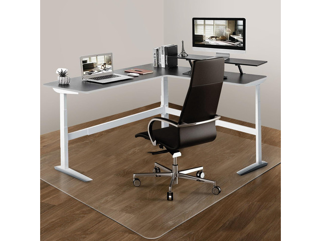 Office Chair Mat for Hardwood Floor: 63'x 51' Extra Large Floor Mat for Rolling Chair and Computer Desk, Clear Chair Mat Heavy Duty Plastic...