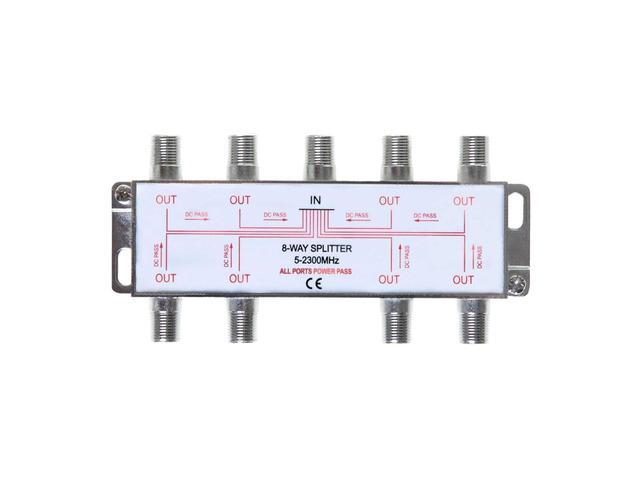 Pack of 3pc - 8 Way Bi-Directional 5-2300 MHz Indoor and Outdoor Waterproof Coaxial Antenna Splitter for RG6 RG59 Coax Cable Satellite HDTV (8 Ports)