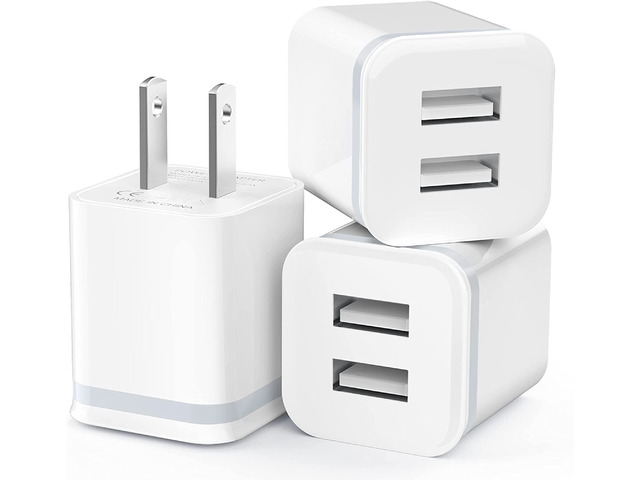 USB Wall Charger, LUOATIP 3-Pack 2.1A 5V Dual Port Cube Power Adapter Plug Block Charging Box Brick for iPhone 14 13 12 11 Pro Max SE XS XR X 8 7 6...