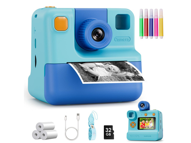 Kids Camera Instant Print, Christmas Birthday Gifts for Girl Boys 3-12 Years Old, FHD Selfie Digital Video Cameras Toddler 3 Rolls Print Paper &...