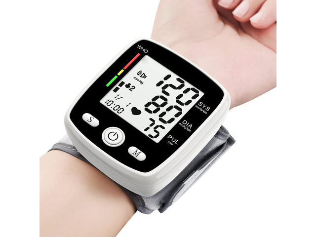 Blood Pressure Monitor Digital Wrist BP Machine Automatic BP Cuff (5.3 to 7.7 in) with 2 Users 180 Memory Voice Large LCD Display Adjustable Cuff...