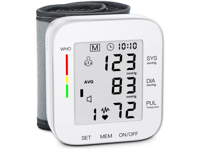 Wrist Blood Pressure Monitor Large LCD Display BP Machine Adjustable Cuff 5.31-7.68 inch Automatic 99x2 Sets Memory with Carrying Case for Home Use...
