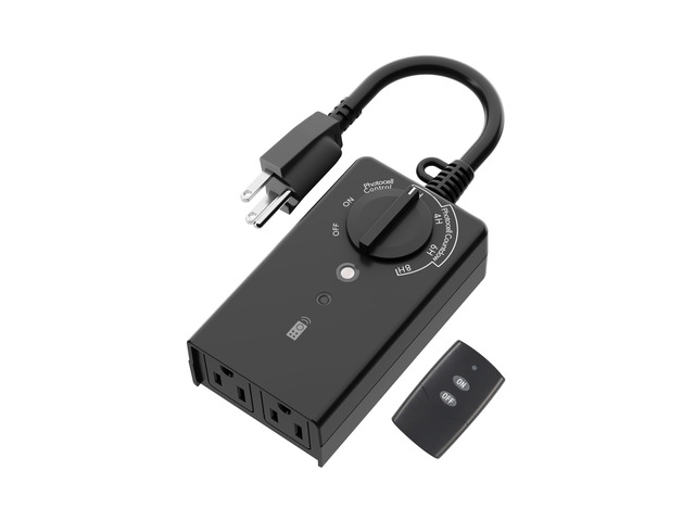 Outdoor Timer Outlet, Dusk+Countdown, 2 Grounded Outlets