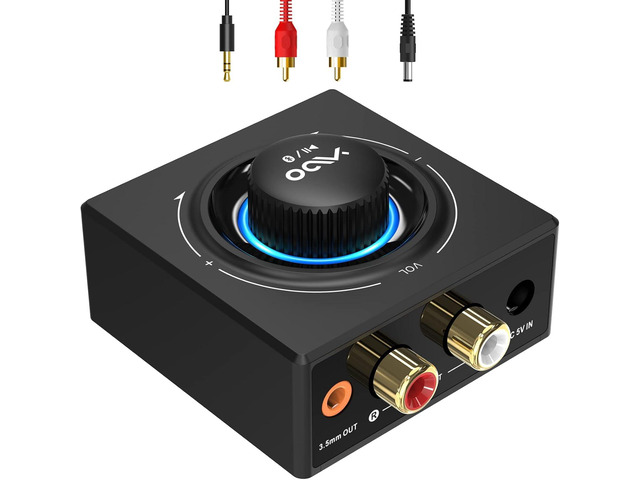 B06T3 Bluetooth 5.3 Receiver, 100ft RCA Bluetooth Audio Adapter for 3.5mm Jack AUX HiFi Home Stereo/Speaker from Smartphone/Tablet/Laptop, Dual...