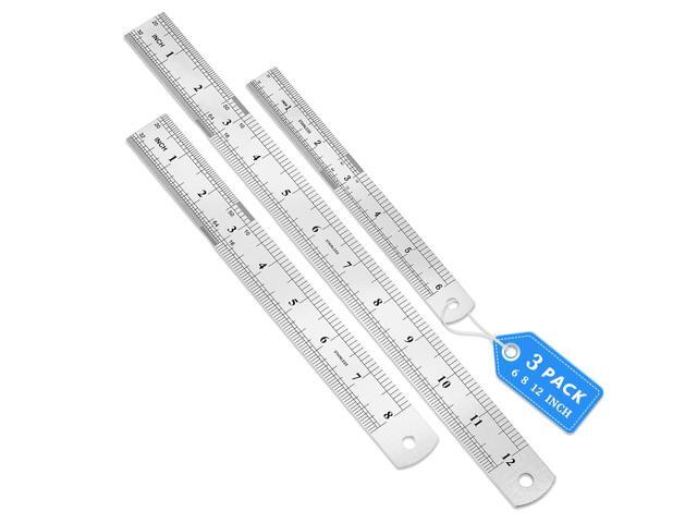 Metal Ruler, 3 Pack, 6, 8, 12 Inch (15, 20, 30 CM) Metric Ruler Stainless Steel Ruler Set, Easy to Read, Sturdy and Durable Straight Edge for...