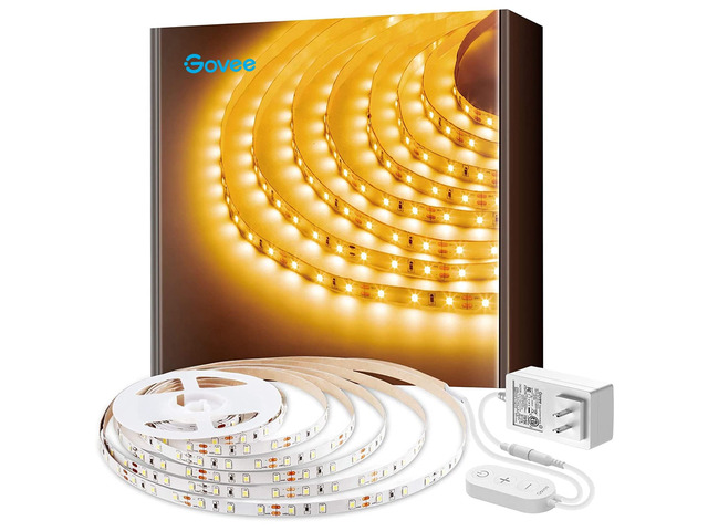 Warm White LED Strip Lights 16.4ft with Control Box, 3000K, Dimmable Bright 300 LEDs, LED Lights for Bedroom, Kitchen Cabinets, Living Room, ETL...