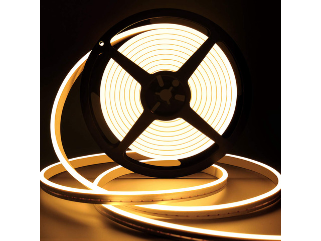 LED Neon Lights, 12V Warm White Dimmable LED Strip Lights, 16.4ft/5m Waterproof LED Neon Rope Lights, Silicone 3000K Neon LED Strip for Bedroom...