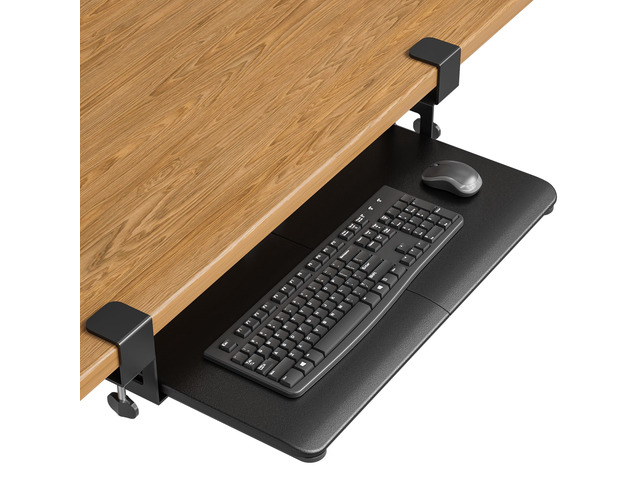 Under Desk Keyboard Tray, Pull-Out Keyboard & Mouse Platform C-Clamp Mount, Space-Saving Ergonomic Slide-Out Drawer, 31.3 in Including Clamps, 25.6...