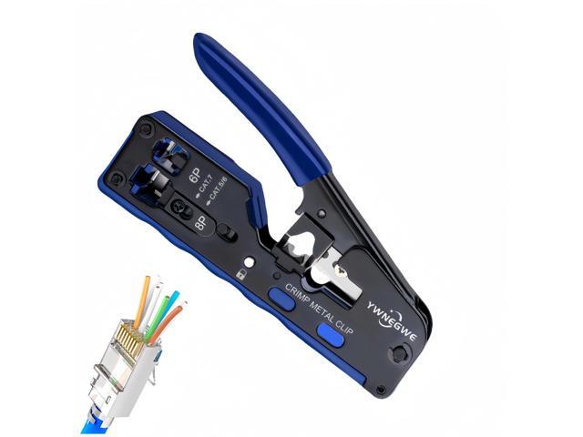 KEHIPI RJ45 Crimp Tool PassThrough,Cat7 Cat6A Cat6 Cat5e Cat5 RJ45 Crimping Tool,Pass Through Crimper Ethernet crimping Tool,All-in-One Stripping...