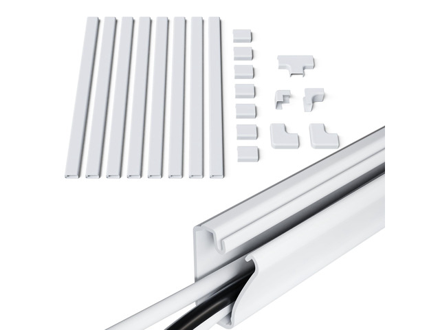 Cord Cover for Wires On Wall - Peel & Stick Cable Hider Channel with 10 feet of Plastic Raceway Plus Connector Pack - Ideal for Wall Mounted TVs -...