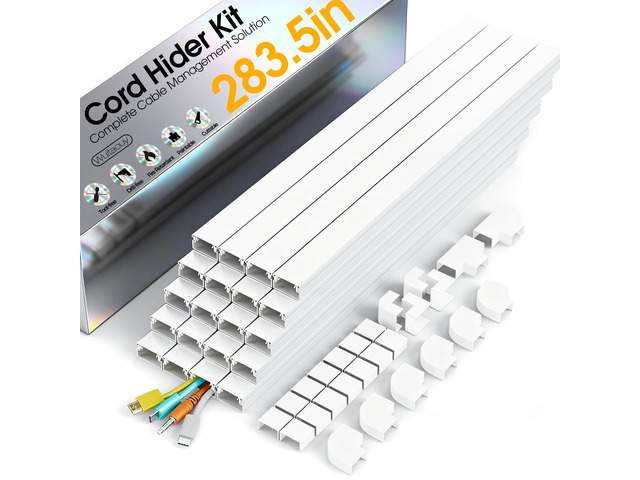 283.5in Cord Hider Wall, Cord Covers for 2-4 Wires on Wall, Premium Cable Hider Wire Covers for Cords on Wall, Easy Set-up Wire Hiders for TV on...