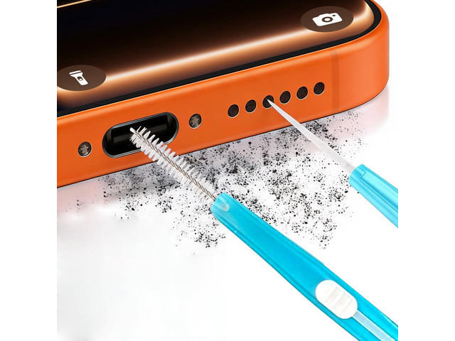 5pcs Cell Phone Cleaning Kit Dual Side Multifunction Tools Anti-Clogging Nylon Brushes & Hook Cleaner for iPhone 17 Pro Max Charging Port, Phone...