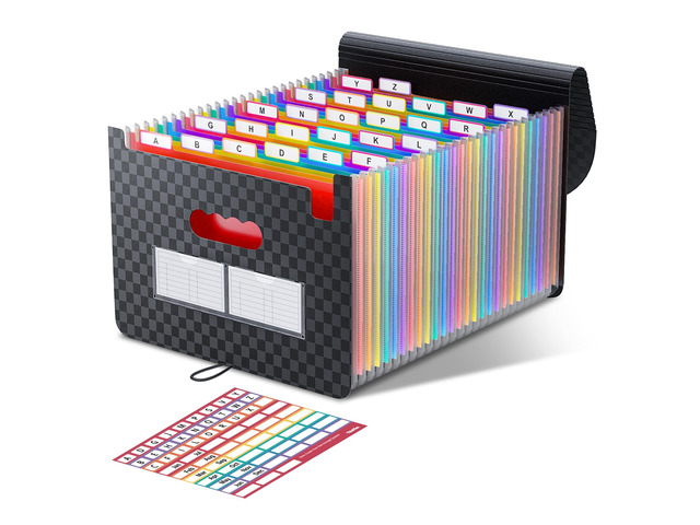 Accordion File Organizer, 26 Pockets Expanding File Folders A-Z Colorful Tabs, Letter/A4 Size, Monthly Bill Receipt Documents Organizer, for School...