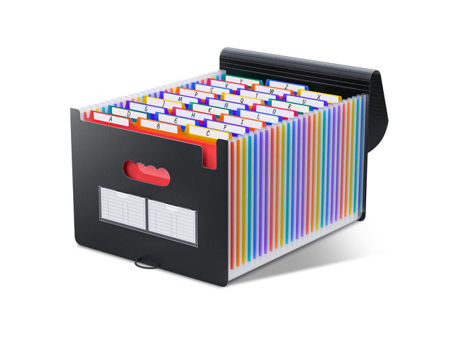 26 Pockets Expandable File Folders, Accordion File Organizer with 3 A-Z Alphabet Colored Tabs, Letter/A4 Size, Paper Coupon Bill Receipt Organizer...