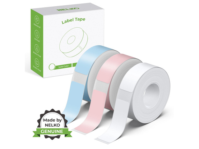 Genuine P21 Label Maker Tape,14x40mm, 3-Roll, White/Light Blue/Pink Easy to Peel, BPA-Free, Strong Adhesion, Water-Resistant & Oil-Proof, Great for...