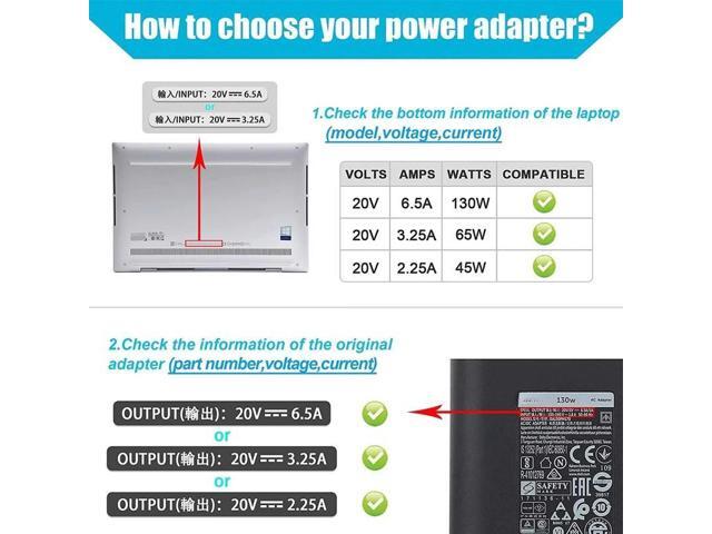 For 9500 9700 XPS15 Laptop USB-C Power Adapter 130W Type-C