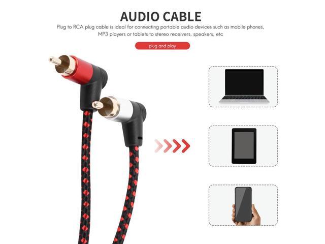 90 Degree 3.5Mm Male To 2 RCA Male Cable Right Angle Stereo AUX Y Splitter Cord Microphone Jack Plug For Laptop 1M