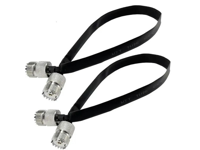 2Pcs- 20Cm RF Coaxial Cable Window/Door Pass Through Flat Cable, SO239 UHF Female To Female Male Connector