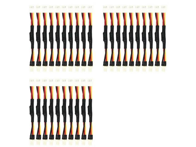30PCS 3PIN Reduce PC Fan Speed Noise Extension Resistor Cable Wire 3 Pin Male To Female Connector For PC Fan