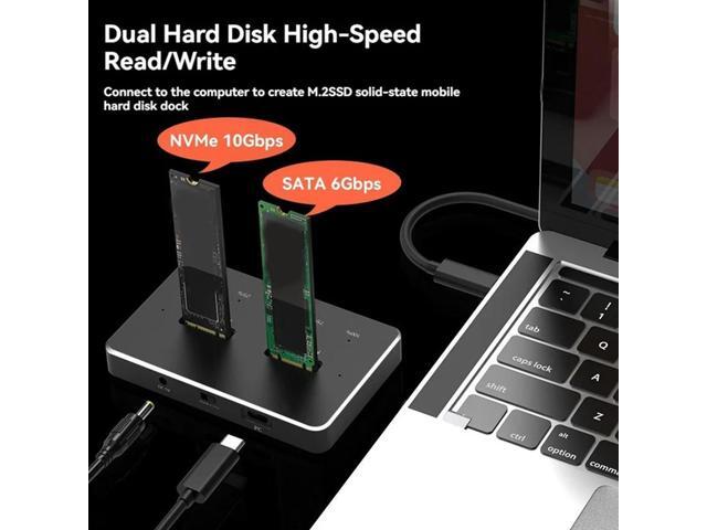 M.2 SATA/Nvme Dual-Bay Hard Drive Docking Station Clone Offline Clone M.2 SSD Duplicator Data Transmission Usb3.1 US Plug