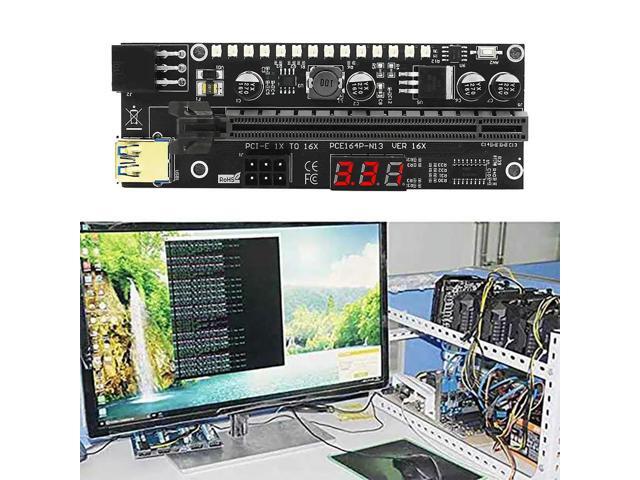 PCIE Riser 1X To 16X Graphic Extension Card With 3.3V Digital Meter Display And 3528 Colorful LED For BTC Mining