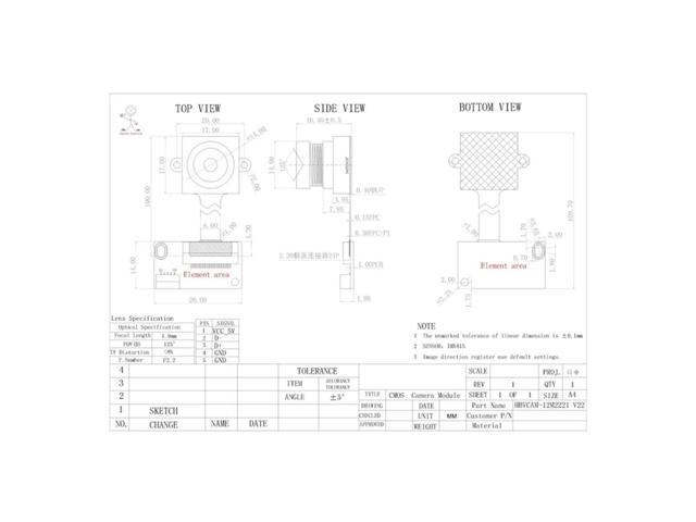 4K HD 8Mp IMX415 30FPS FPC Camera Module With Wide Angle
