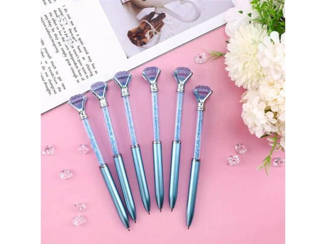 60 Pcs Cute Ballpoint Pens Bulk,1.0Mm Medium Point Blue Ink Pens,Crystal Diamond Pen For Journaling