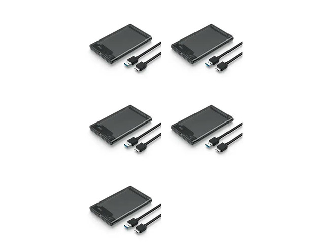 5X Transparent Gray HDD Case For Hard Box 2.5 Inch HDD Enclosure SATA To USB 3.0 Type-C 3.1 External Hard Drive Case