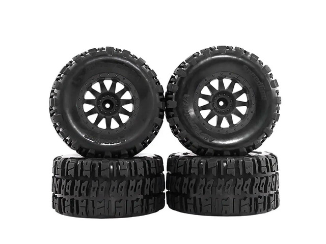 For 1/12 For 1/10 Monster Truck Tire Adapter 4Pcs 12Mm 111Mm X 77Mm For RC Remote Control Model Car W274 Black