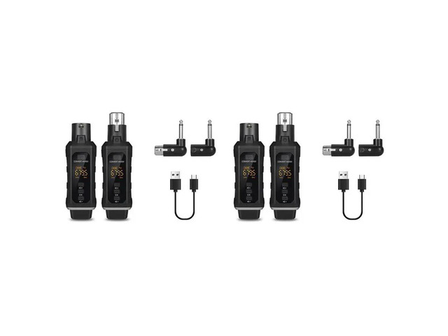 2X UHF XLR Adapter System Microphone Transmitter Receiver System For Dynamic Microphone Guitar Audio Mixer