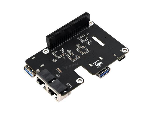 Pi 5 PCIe to USB3 HUB Double 2.5G ETH RJ45 and M.2 NVMe SSD PI5 Expansion board HAT+
