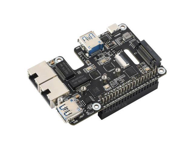Pi 5 PCIe to USB3 HUB Double 2.5G ETH RJ45 and M.2 NVMe SSD PI5 Expansion board HAT+