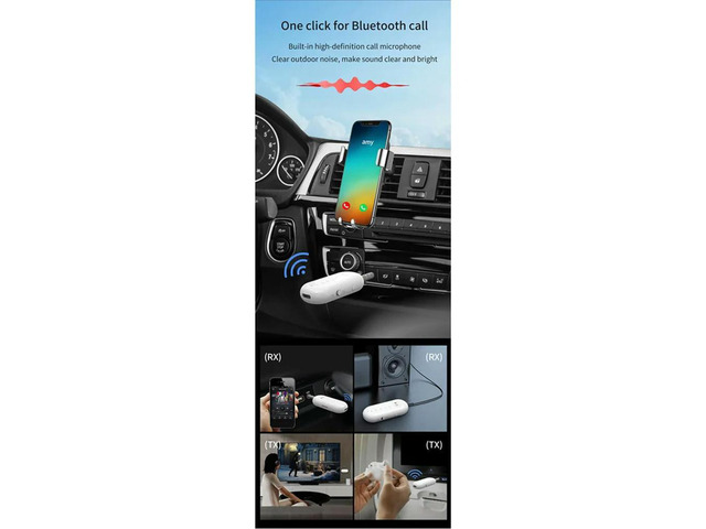 Bluetooth 5.1 Receiver Transmitter Adapter 3.5MM AUX Stereo Transmitter Handsfree Call Support TF Card For Car