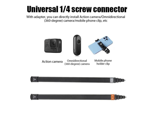 For 360X4 3Meters Carbon Fiber Selfie Stick Invisible Sports Camera Telescopic Recording Extension Stick