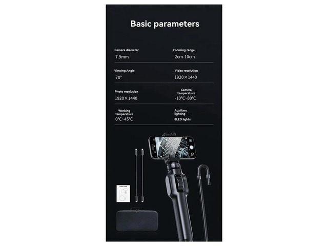 2MP Mini Type Industrial Borescope For Cars Inspection, 360 Degree Rotation Endoscope Camera With 8 LED For phone