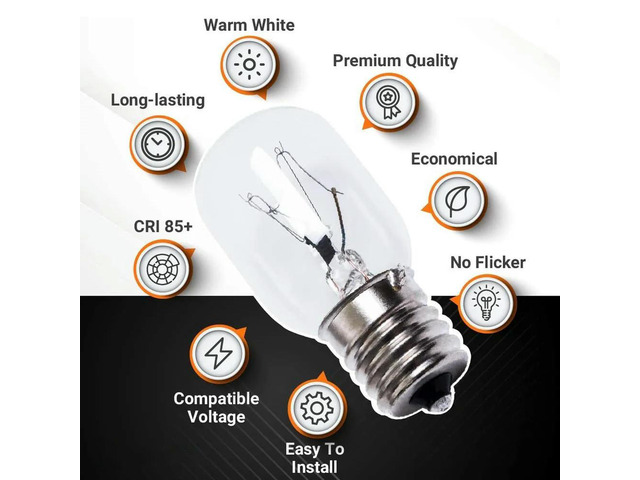 Microwave Light Bulb 40W E17 125V Replacement Part - Exact Fit for Whirlpool Microwaves and the Lava Lamps - Pack of 3