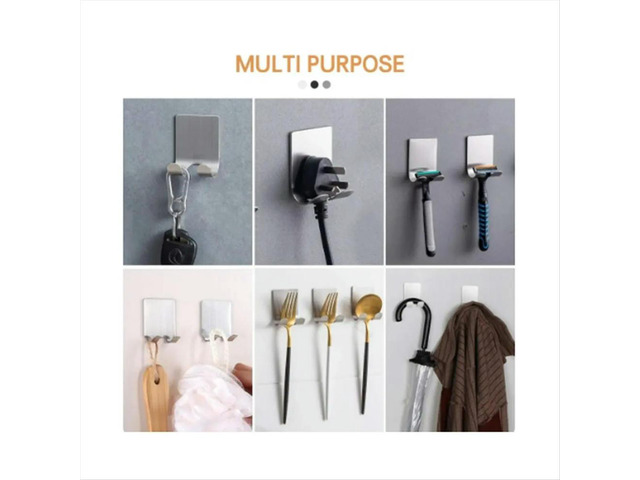 Stainless Steel Shaver Hook Stand Self Adhesive Hanger Heavy Duty Utility Hook Bathroom Organizer Silver