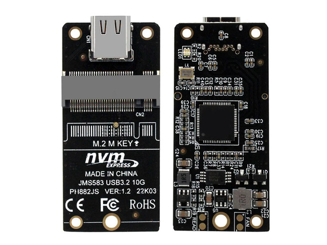 M.2 To Type-C SSD Enclosure Adapter NVME HDD Enclosure Interposer Board JMS583 Chip 10Gbps Support 2230 2242 2260 2280 Size SSD