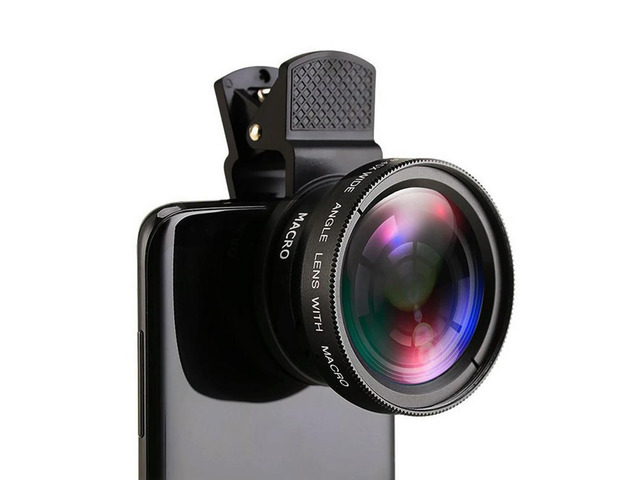 Professional Clip 37mm Mobile Phone Lens 0.45X 49UV Super Wide-Angle + Macro HD Lens for Android