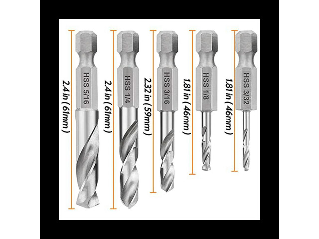 MEOF 1/4 Hex Shank Drill Bit Set 5PCS Stubby Drill Bit Set for l M2 Short Length Drill Bit Steel for Quick Change Chuck