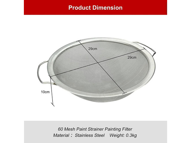 Paint Strainer Mesh Stainless Steel Paint Emuon Honey Funnel Filter Cover Filter Tool Product 60-Mesh 11.4Inch Width