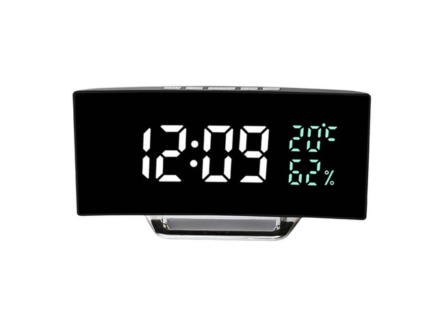 Curved Screen LED Clock Multi-Function Clock 7816 Mirror Digital Alarm Clock Withtemperature Andhumidity Display