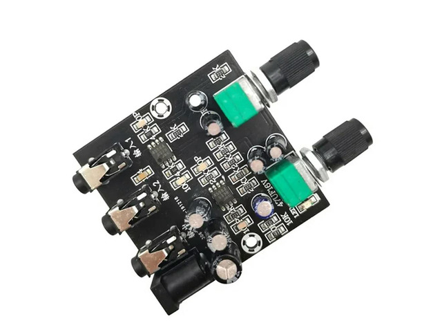 2Way 2CH 2 In 1 Out Stereo Audio Signal Mixer Mixing Board For One Way Reverb Output Headset Amplifier With Case