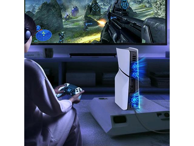 Cooling Fan Quiet Cooling System with RGB LED Light Game Console RGB Cooling Fan for PS5 Slim Disc and Digital Edition