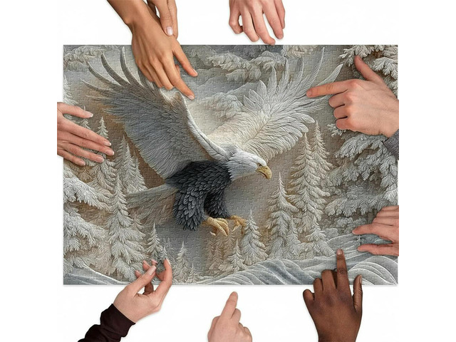 The Carved Eagle Jigsaw Puzzle 1000 Pieces Carved Eagle Puzzle Challenging Eagle Wildlife Art Design Puzzles Game for Adults