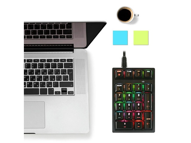21 Key Digital Keyboard Wired Ergonomic Mechanical Keyboard Gaming Sensitive USB 2.0 Driver Free for Office Business for Game PC