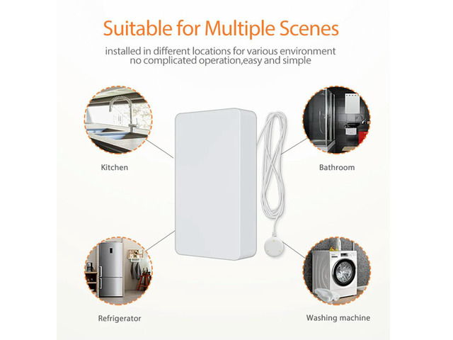 Overflow Alarm System Remote Control 2.4GHz Water Sensor Powered for Apartment
