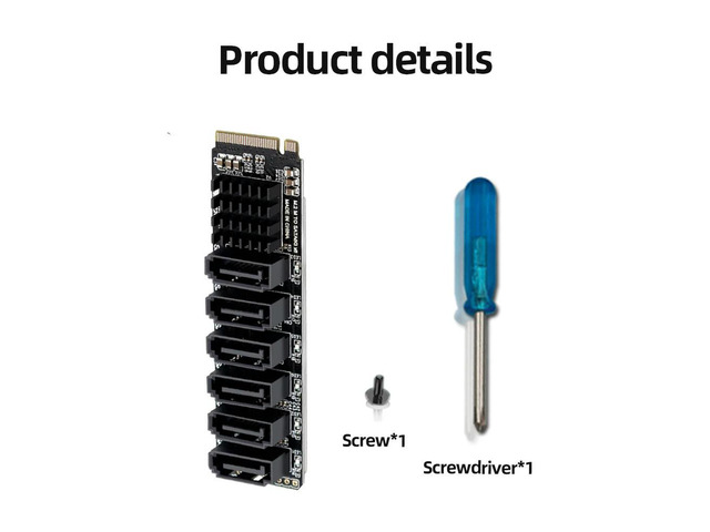 M.2 NVME To SATA3.0 PCIE To SATA 6Gpbsx6-Port Expansion Card ASM1166 Support SATA Protocol 16000 MB/s M.2 PCI-E Riser Card