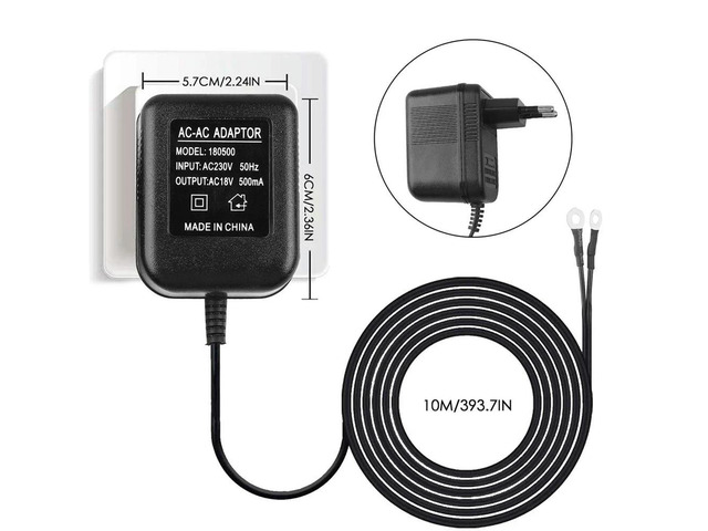 AC Doorbell Power Adapter, 18V 500MA Doorbell Transformer, 10M Cable, Compatible Ring Doorbell, Video Doorbell EU Plug