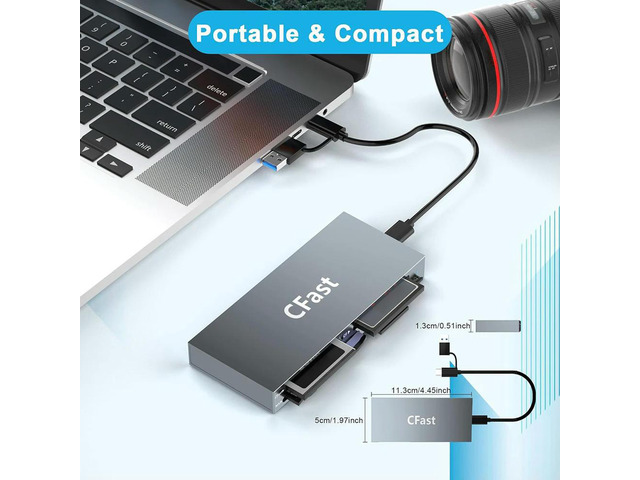 CFast Card Reader Read 6 Cards Simultaneously Memory Stick Pro Duo Adapter 5Gbps USB 3.0 USB C for CFast/CF/MS/SD/TF/XD Card